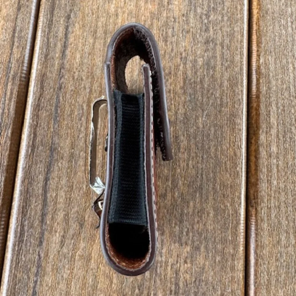 VINTAGE NACONA TOOLED LEATHER BELT CLIP CELL PHONE HOLDER